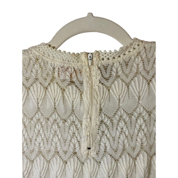 Vintage Pariseanne knitwear lace cream tank‎ top Sz M based on PTP 18" - Picture 7 of 8